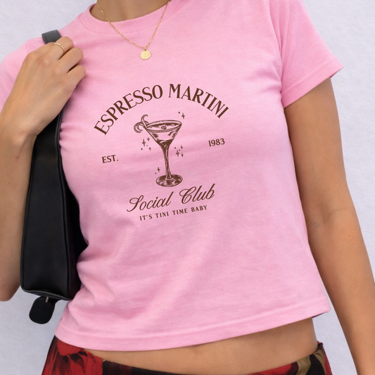 Expresso Martini - Crew Neck Short Sleeve Crop Baby Tee