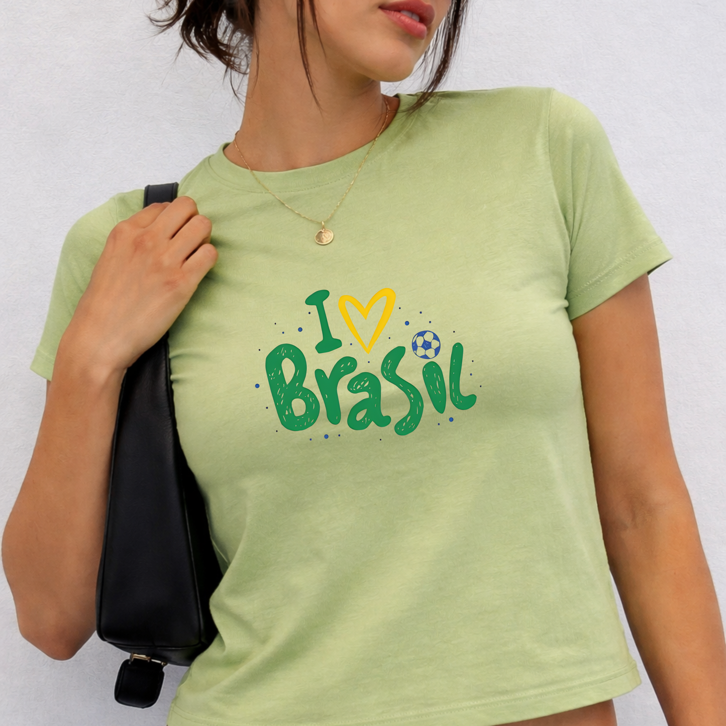 I love brasil - Crew Neck Short Sleeve Crop Baby Tee