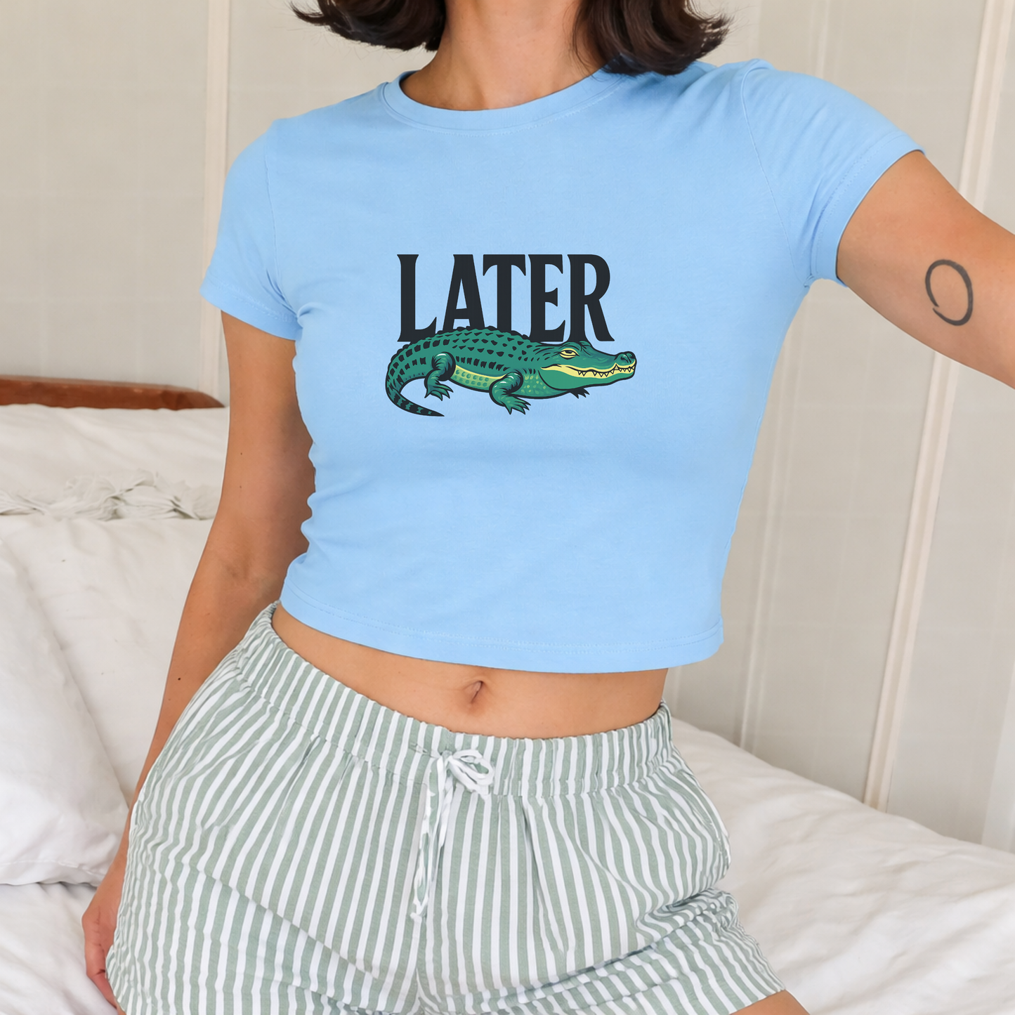 Later alligator - Crew Neck Short Sleeve Crop Baby Tee