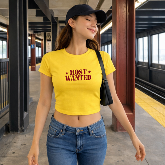 Most wanted - Crew Neck Short Sleeve Crop Baby Tee