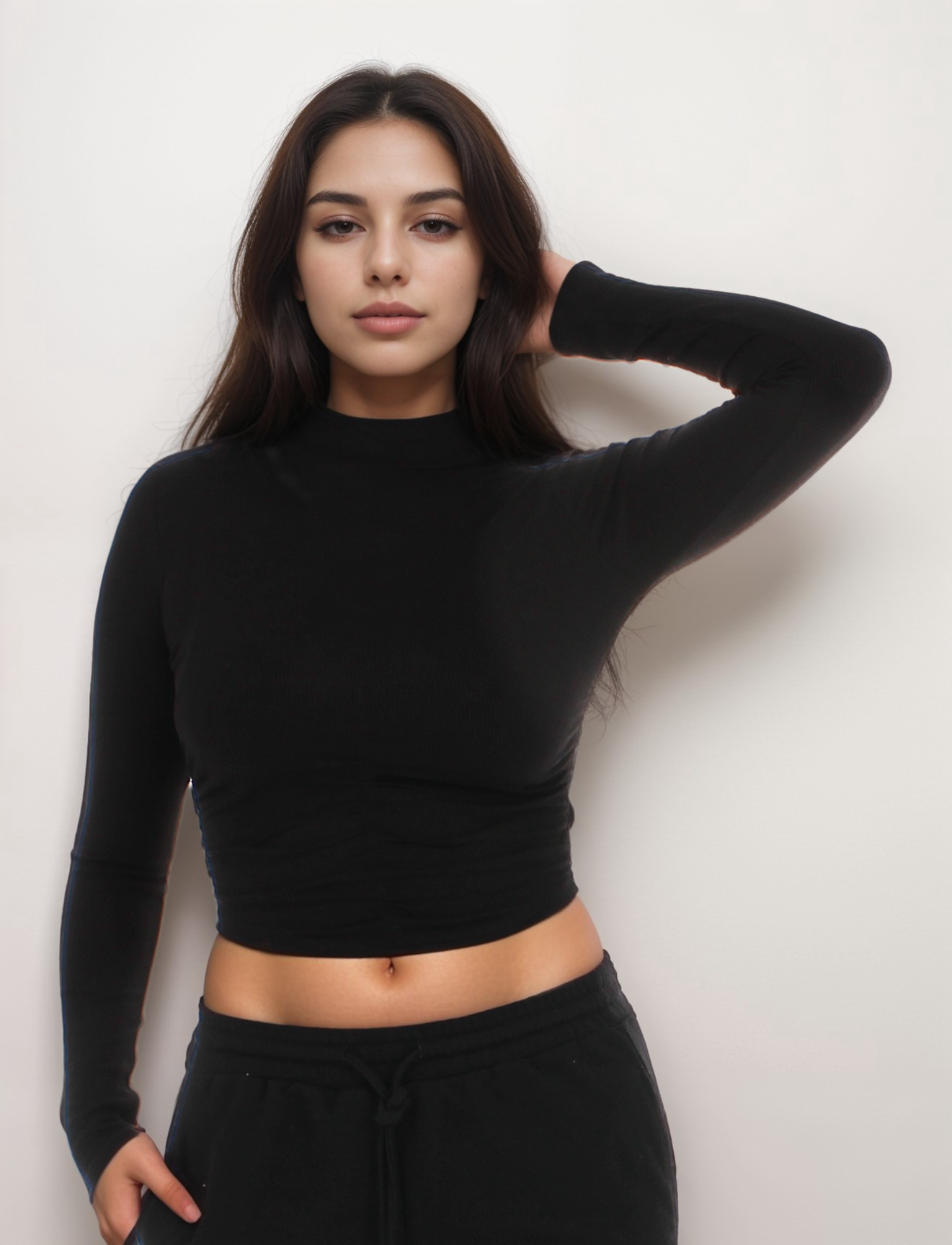 Ruched-Front Mock Neck Top