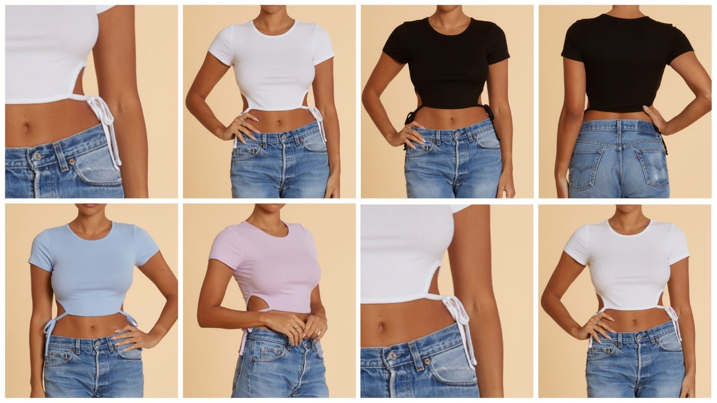Side Drawstring Crop Tee
