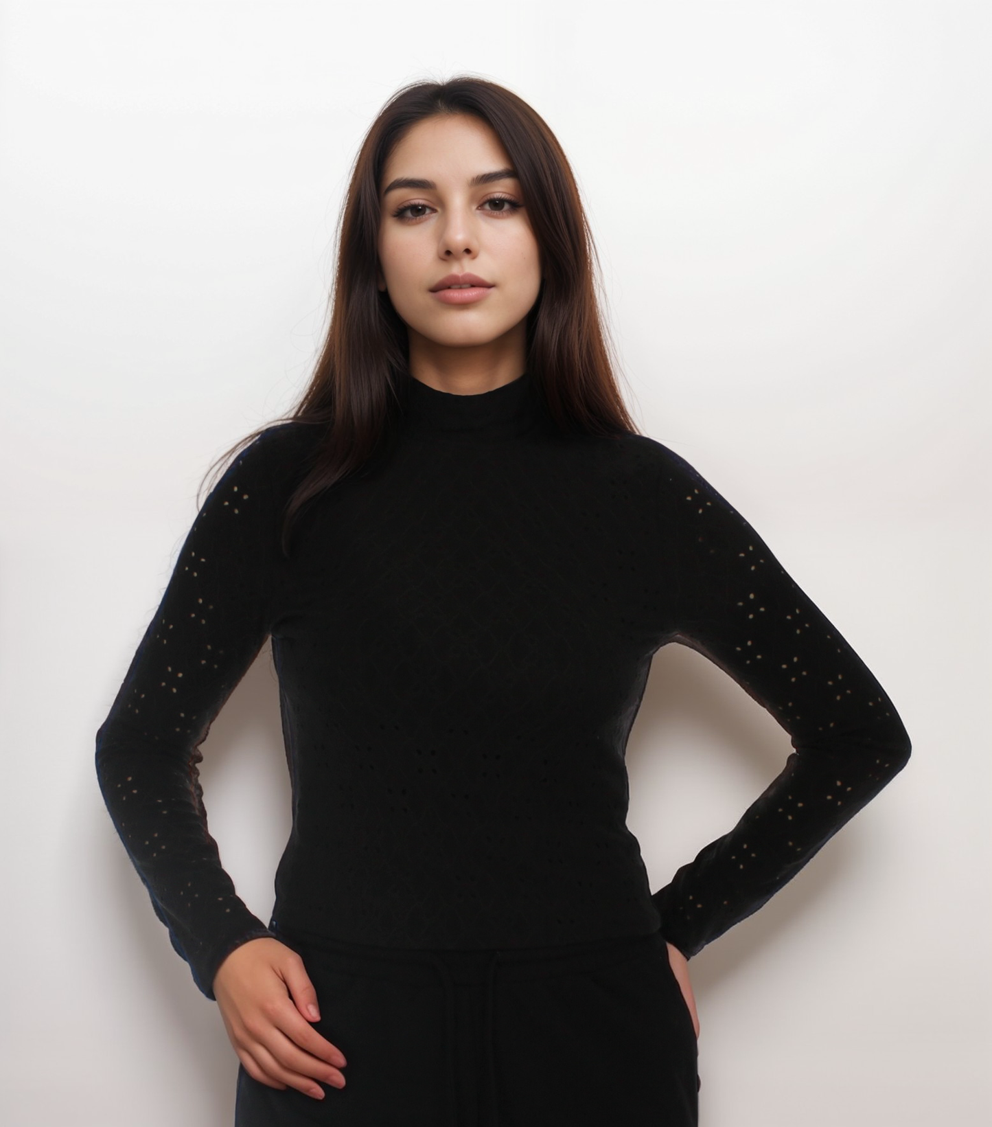 Statement Cutout Mock Neck Long Sleeve Top