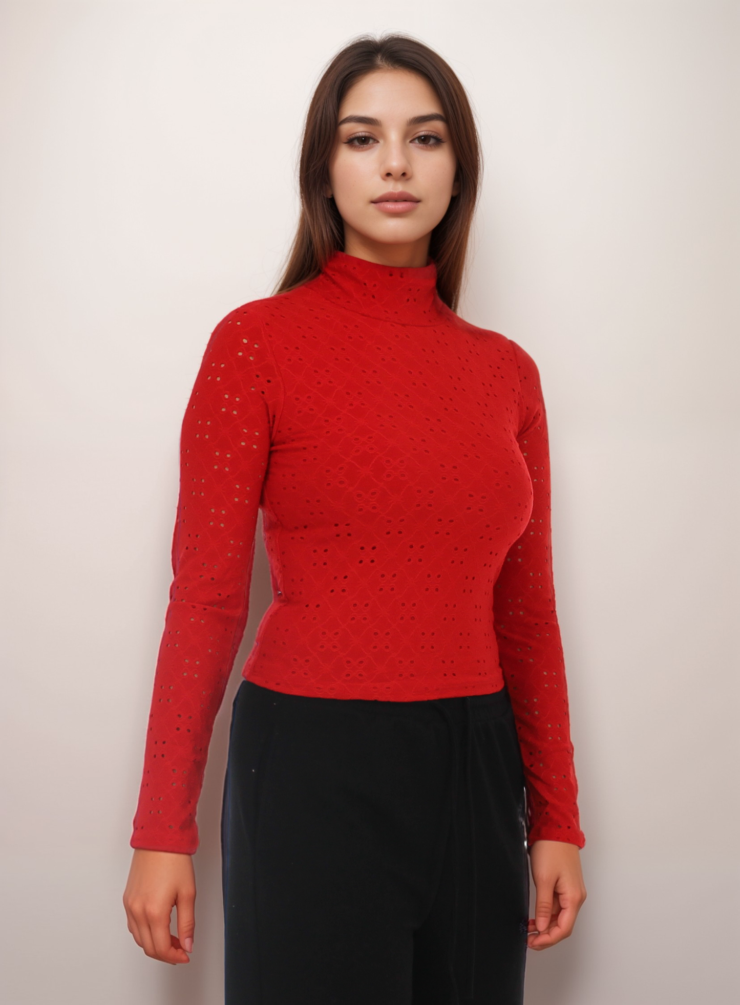 Statement Cutout Mock Neck Long Sleeve Top