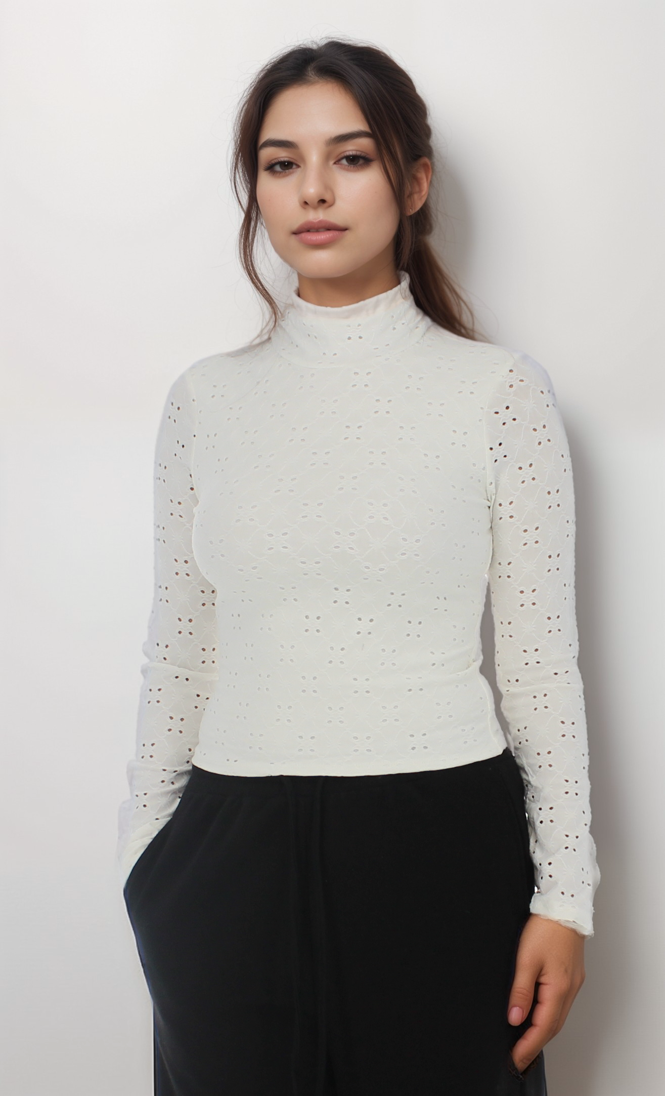 Statement Cutout Mock Neck Long Sleeve Top