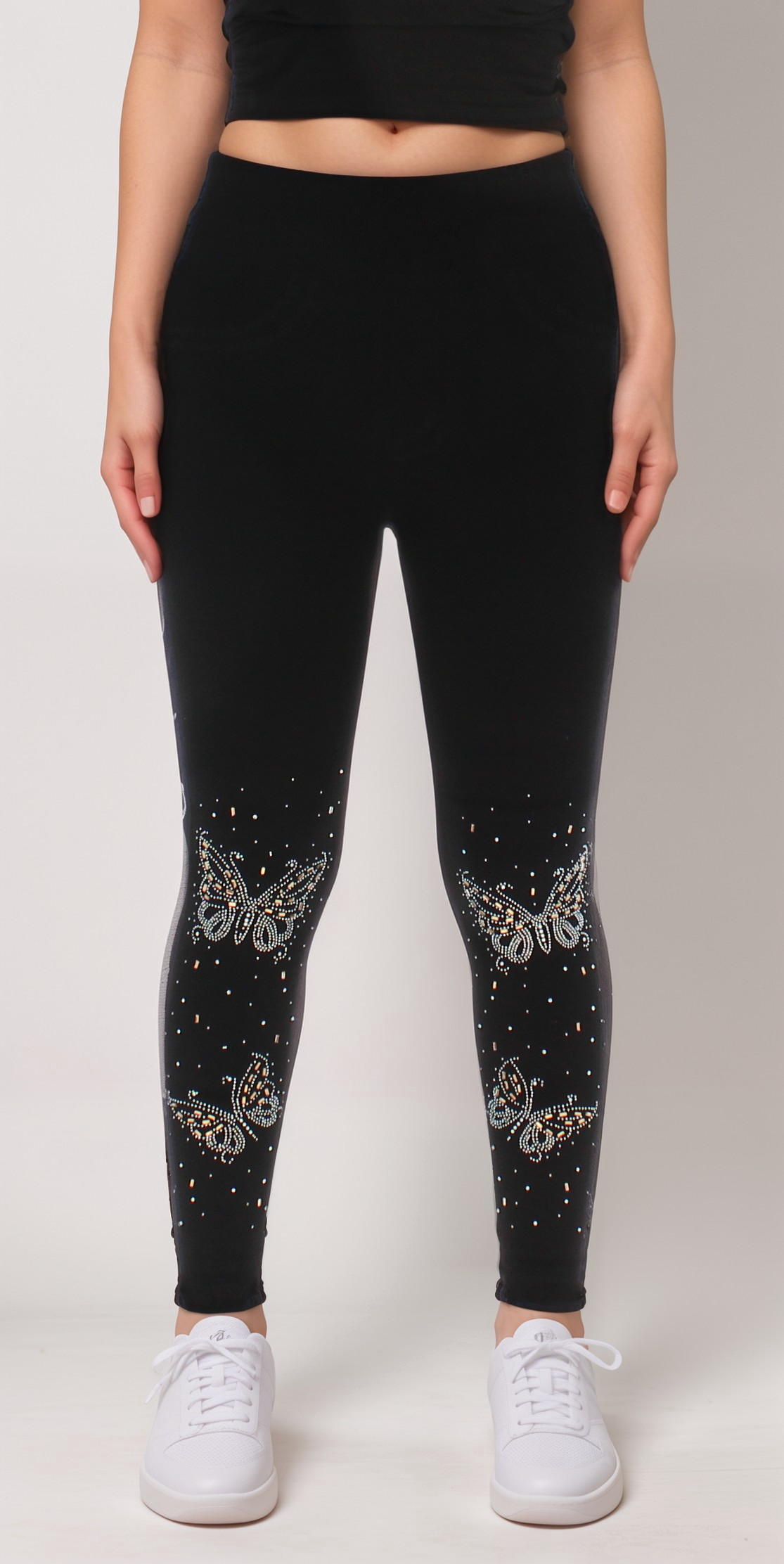Rhinestone High-Waist Fleece Leggings