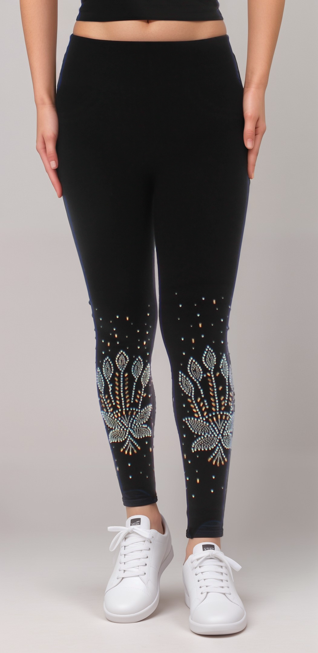 Rhinestone High-Waist Fleece Leggings