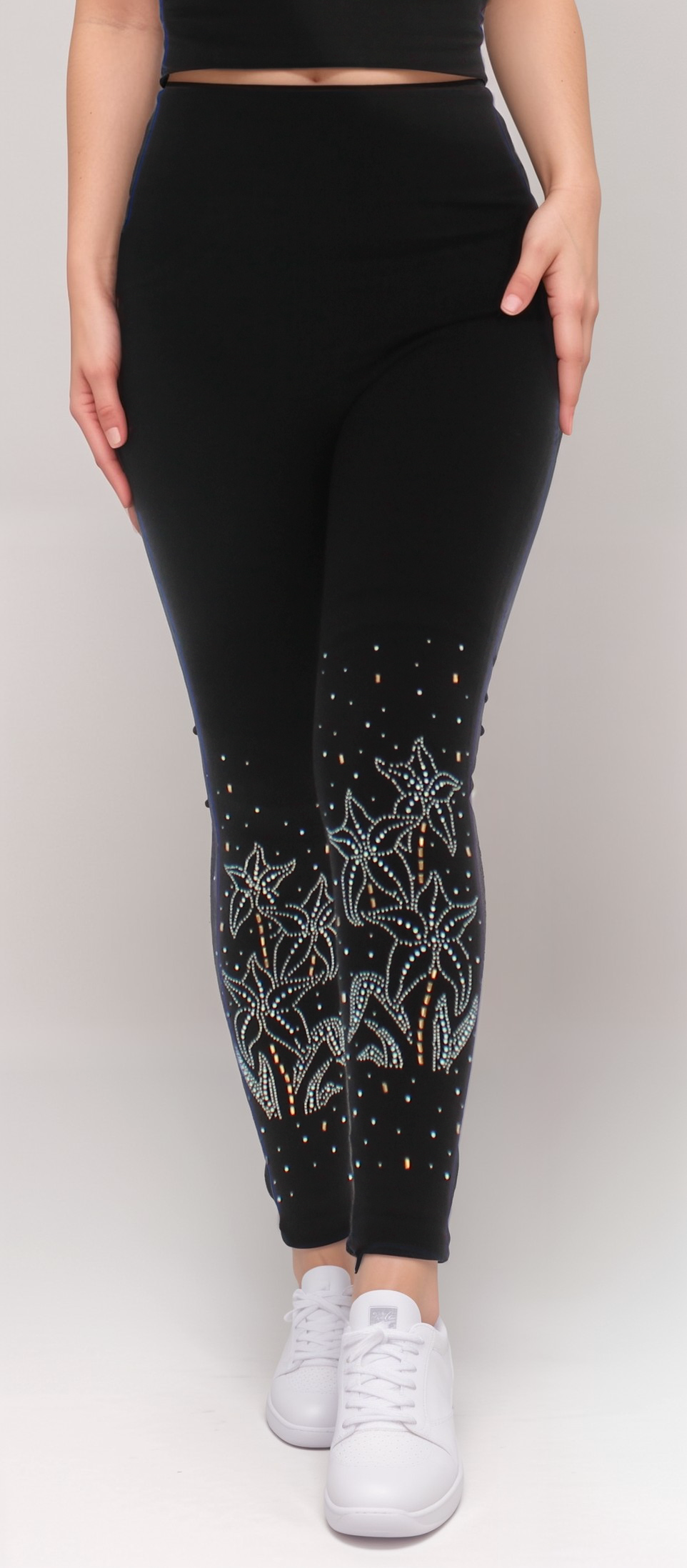 Rhinestone High-Waist Fleece Leggings