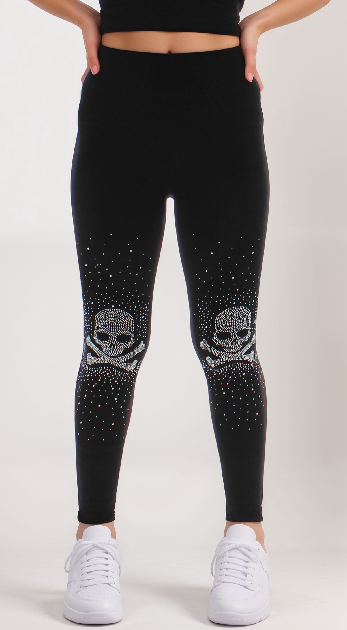 Rhinestone Detail High-Waist Fleece Leggings