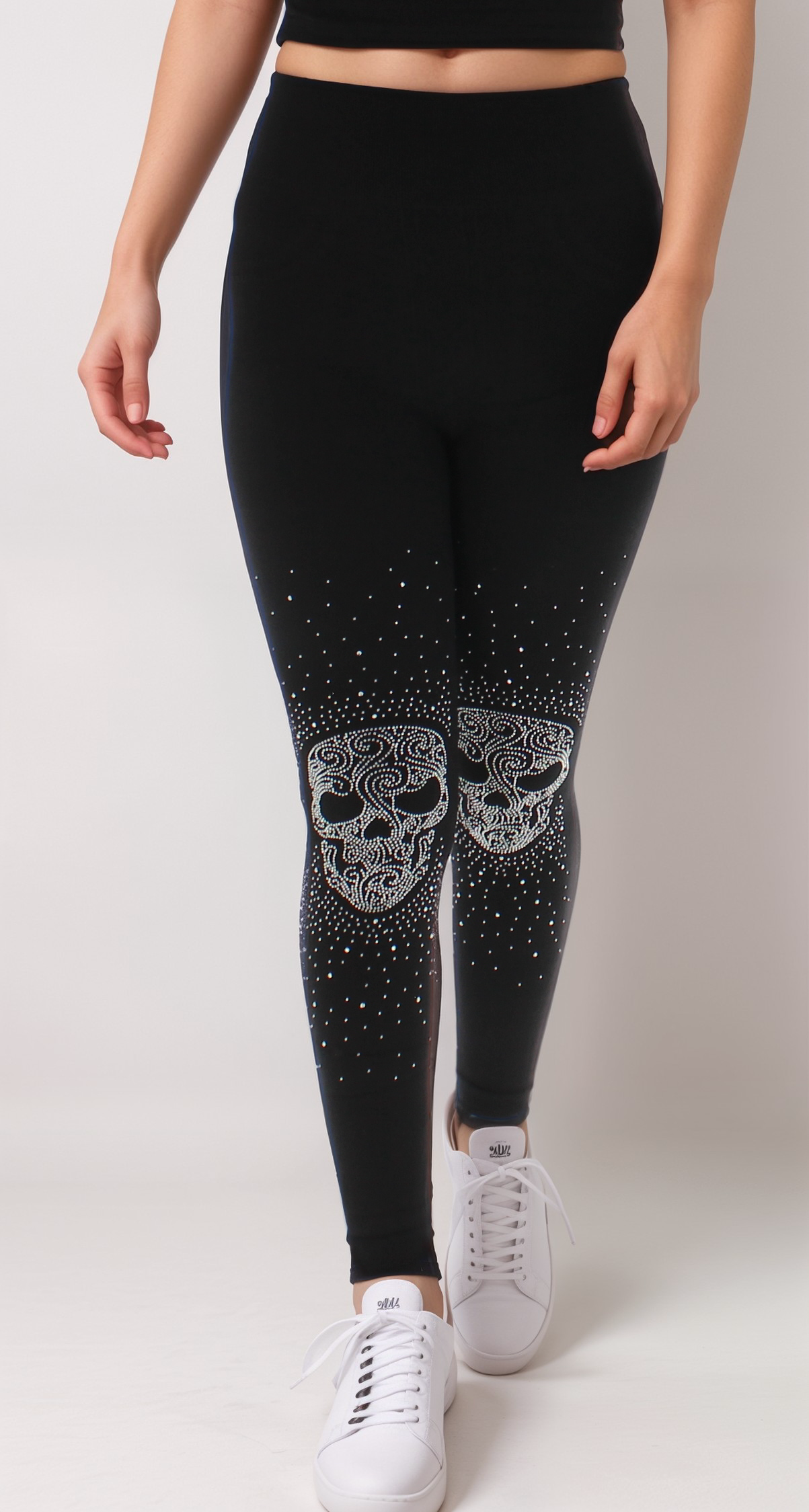 Rhinestone Detail High-Waist Fleece Leggings