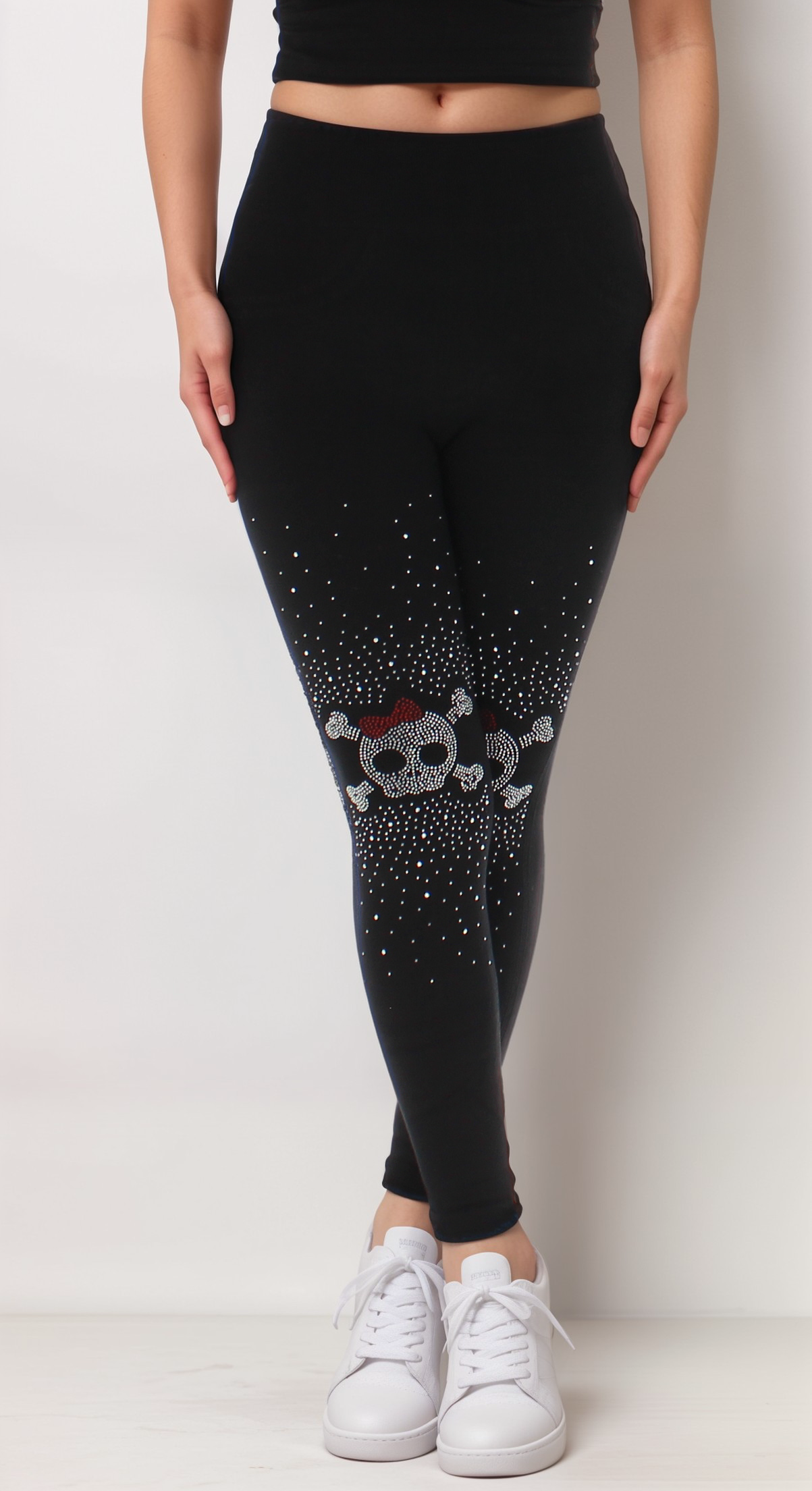 Rhinestone Detail High-Waist Fleece Leggings