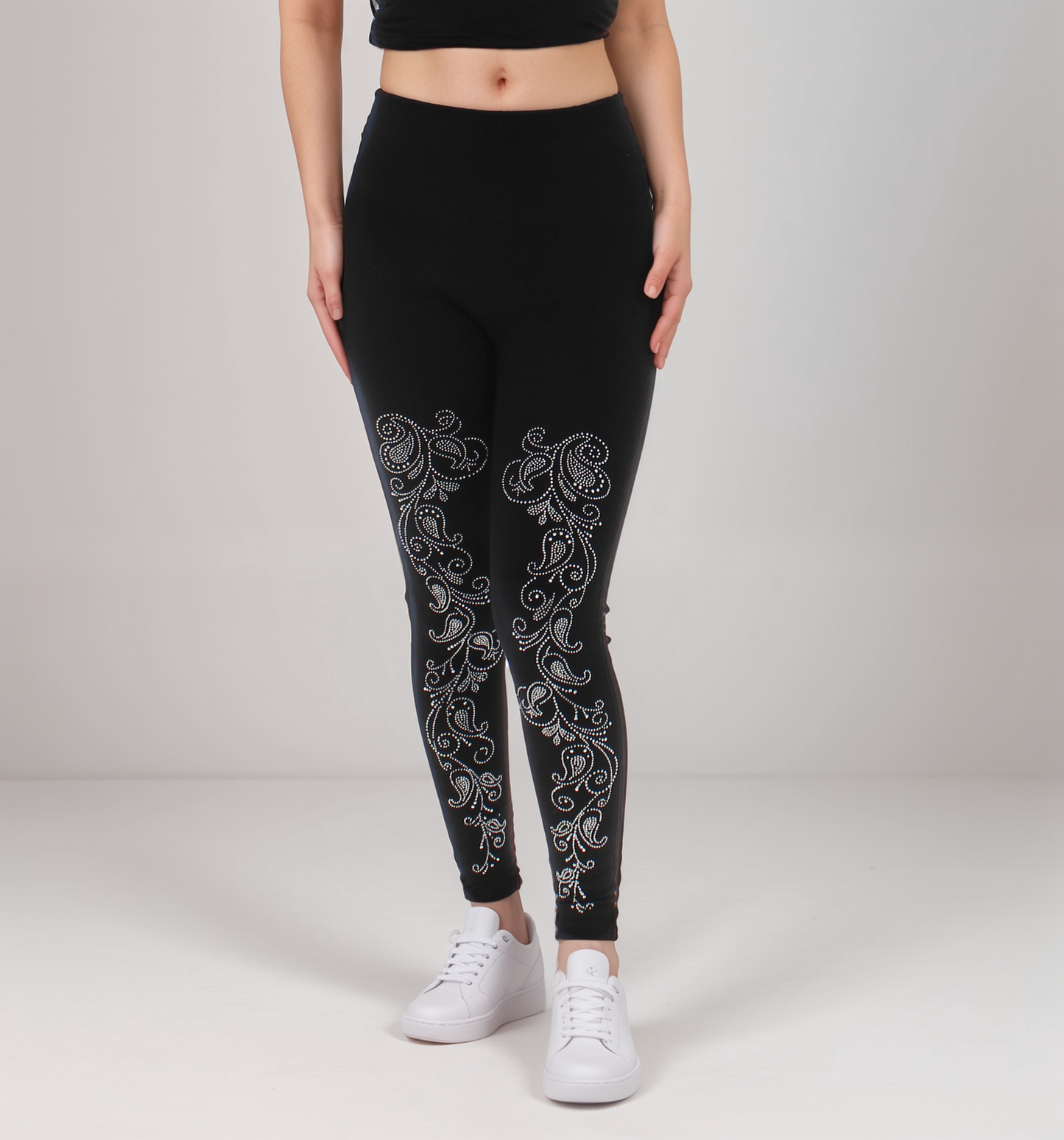 Rhinestone Fleece Lined High-Waist Leggings