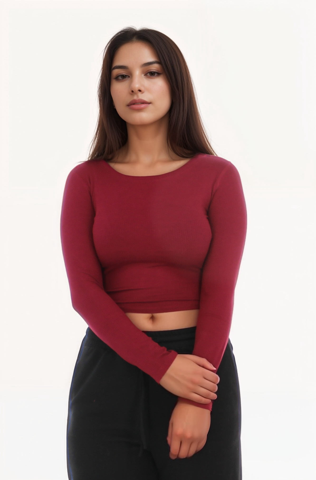 Ribbed Long Sleeve Super Soft Crop Top