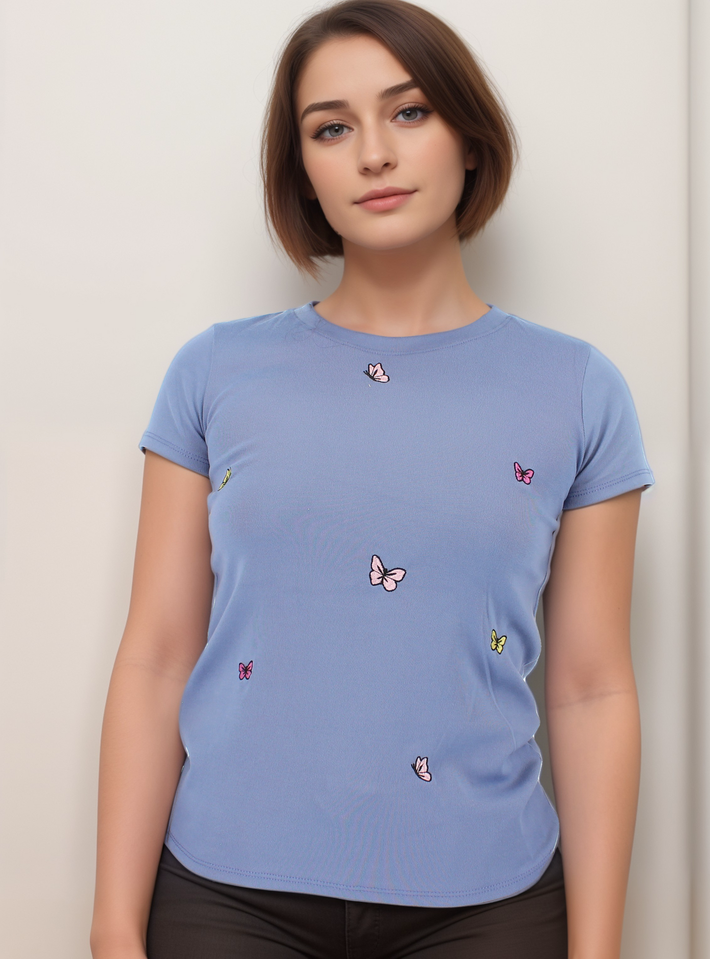 Butterfly Embroidered Baby Tee