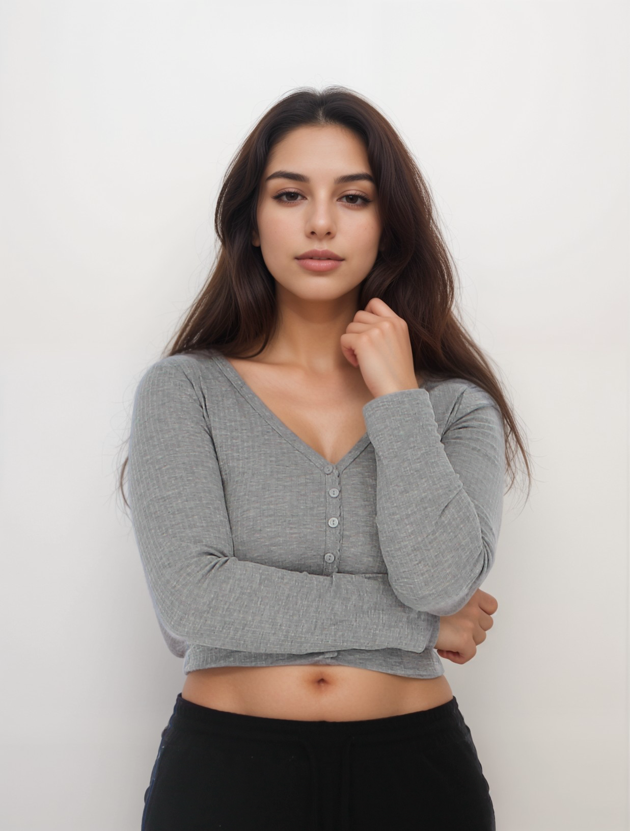 Button Down Cropped Cardigan Top