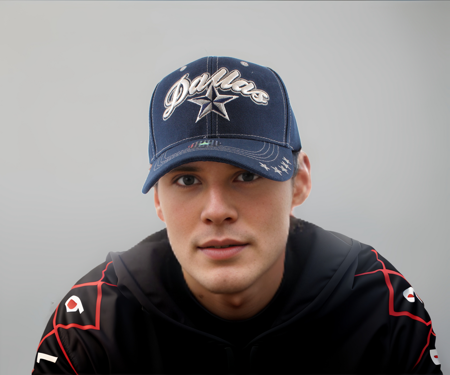 Dallas Cursive and Star Snap Cap | Navy| Grey | Pink