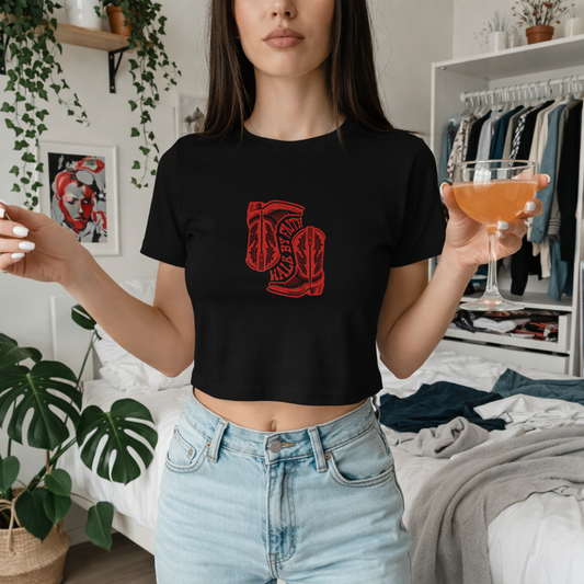 Walk by faith - Crew Neck Short Sleeve Crop Baby Tee