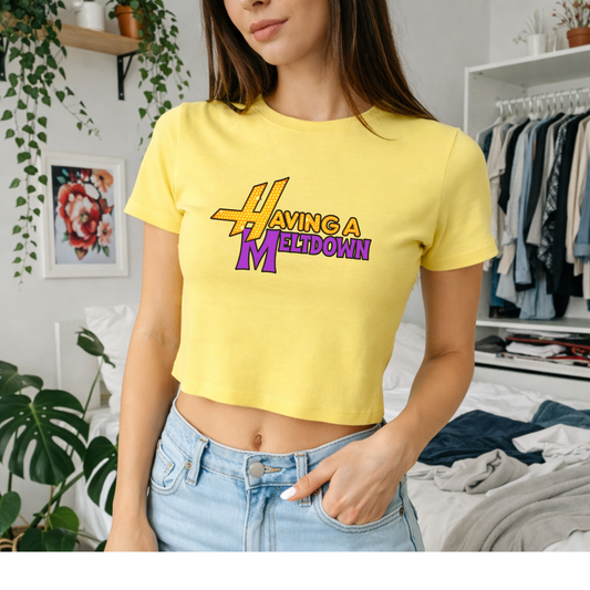 Having a Meltdown - Crew Neck Short Sleeve Crop Baby Tee