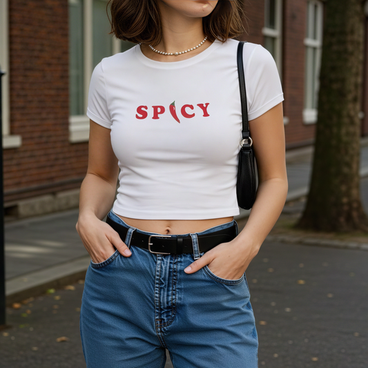 Spicy - Crew Neck Short Sleeve Crop Baby Tee