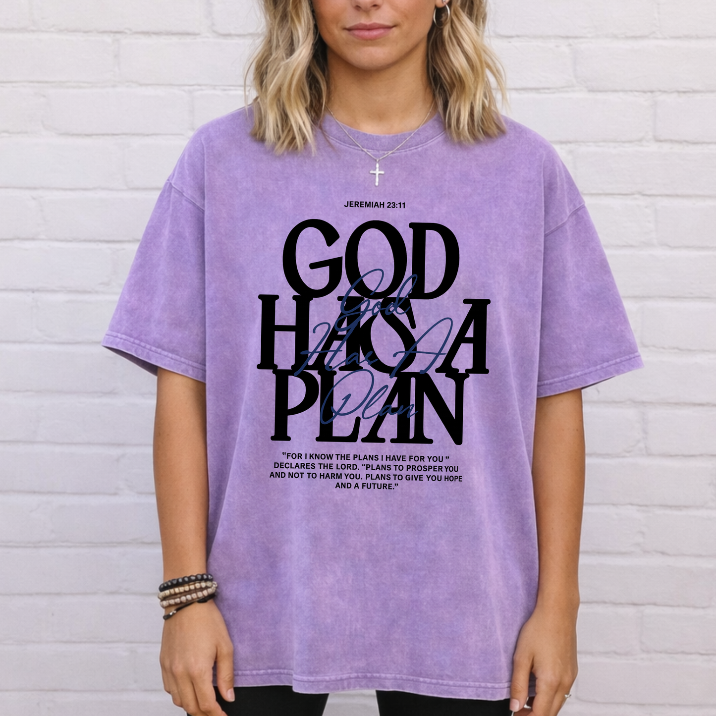 God Has A Plan- Acid Vintage Washed Tshirt