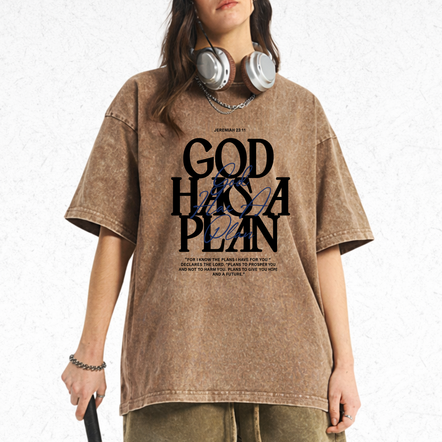 God Has A Plan- Acid Vintage Washed Tshirt