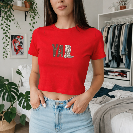 Yall - Crew Neck Short Sleeve Crop Baby Tee