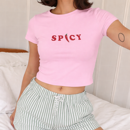 Spicy - Crew Neck Short Sleeve Crop Baby Tee