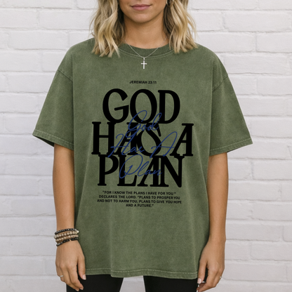 God Has A Plan- Acid Vintage Washed Tshirt