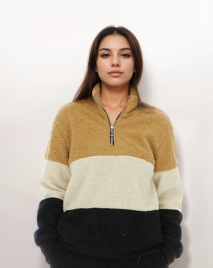 Colorblock Sherpa Half-Zip Hoodie