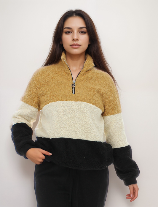 Colorblock Sherpa Half-Zip Hoodie
