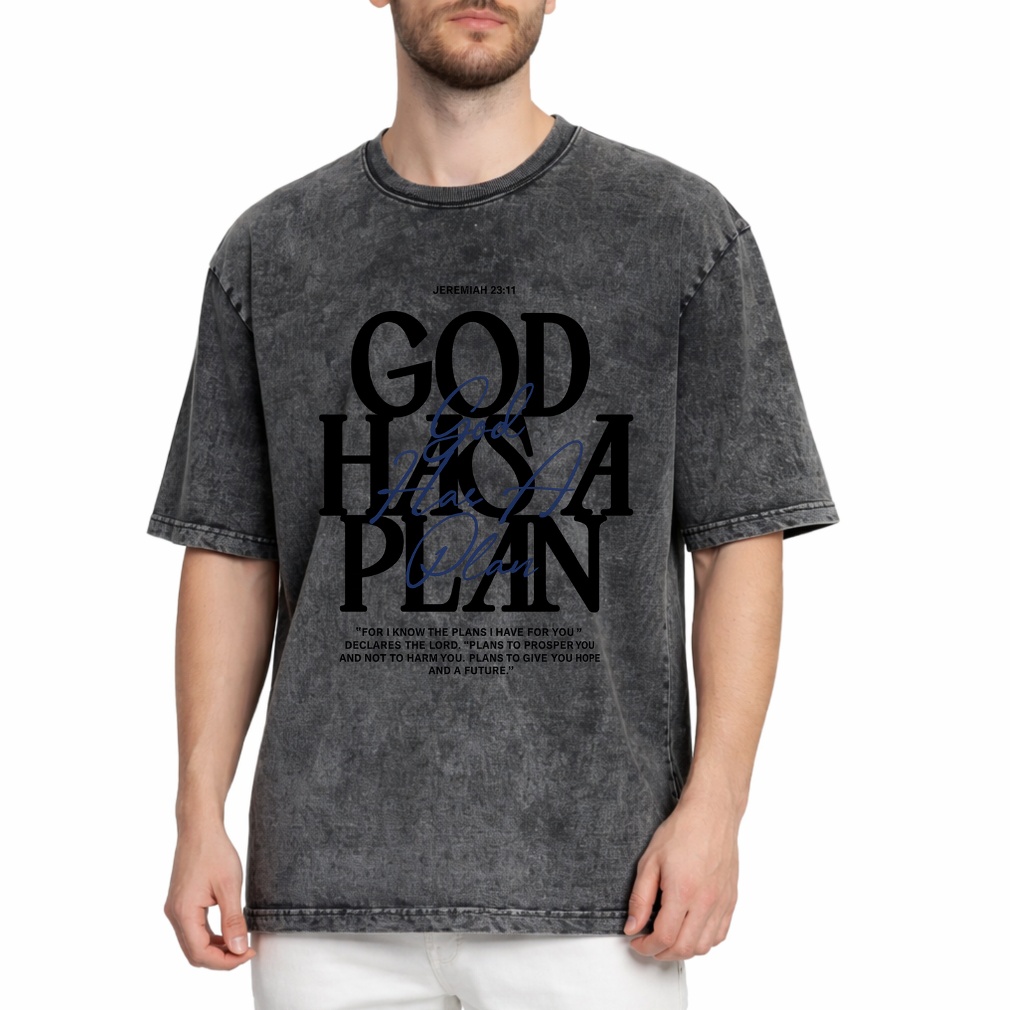 God Has A Plan- Acid Vintage Washed Tshirt