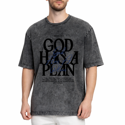 God Has A Plan- Acid Vintage Washed Tshirt