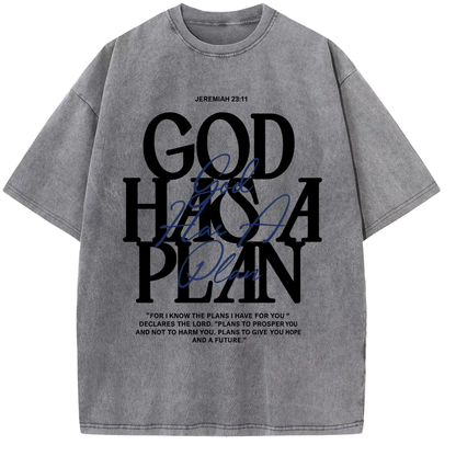 God Has A Plan- Acid Vintage Washed Tshirt