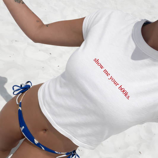 Shoe me your books - Crew Neck Short Sleeve Crop Baby Tee