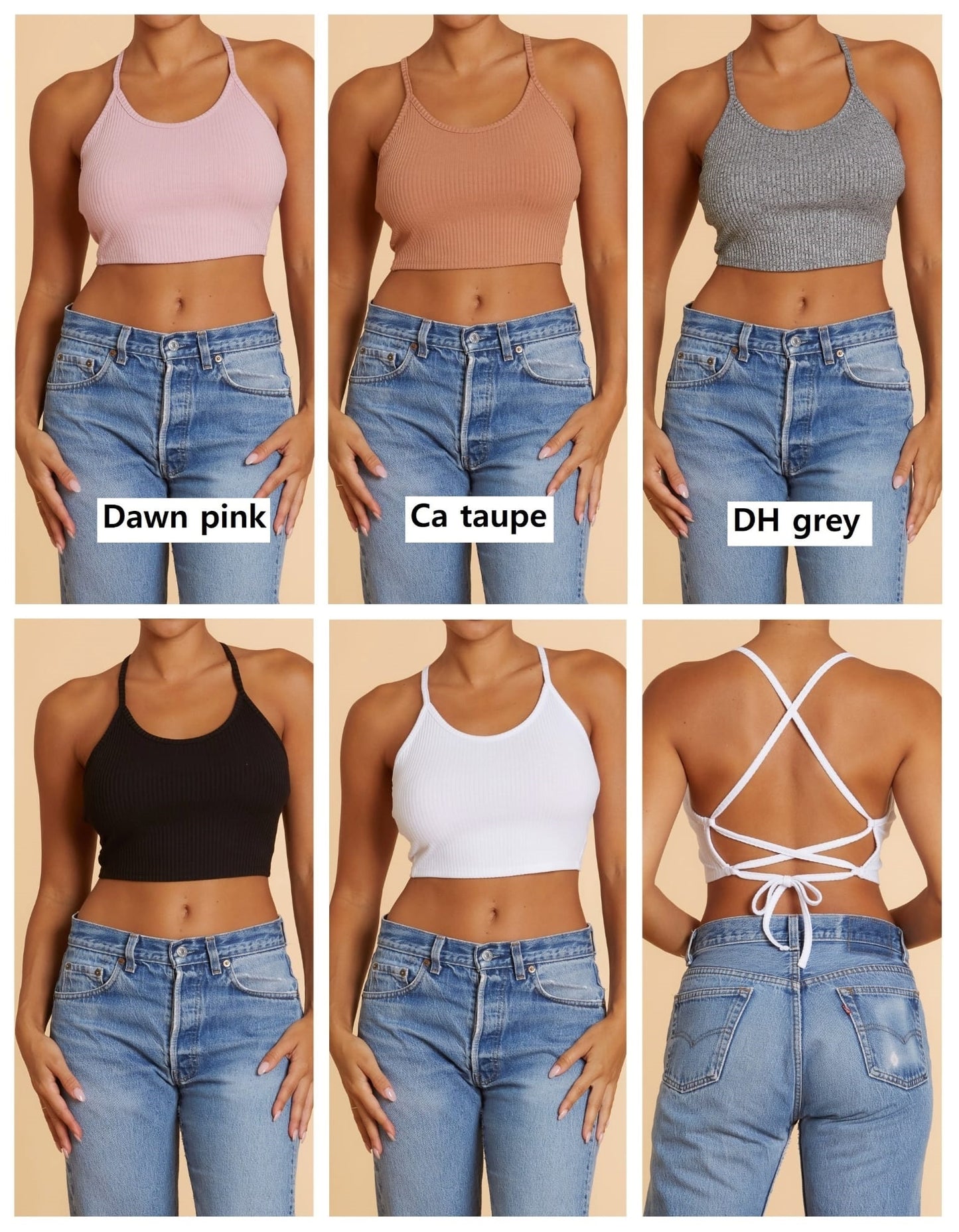 Ribbed Tie Back Tank Top