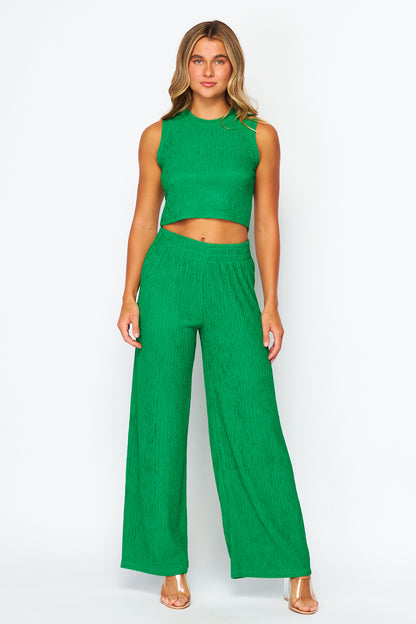 Cute Crop Top and Trousers Summer 2 piece Set