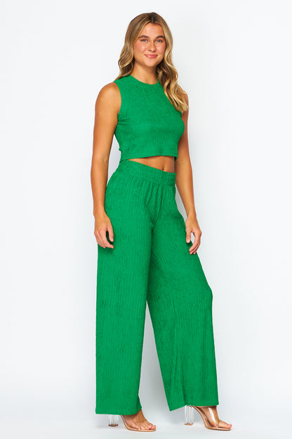 Cute Crop Top and Trousers Summer 2 piece Set