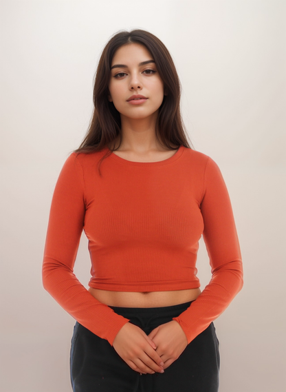 Ribbed Long Sleeve Super Soft Crop Top