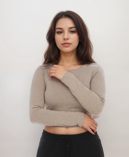 Ribbed Long Sleeve Super Soft Crop Top
