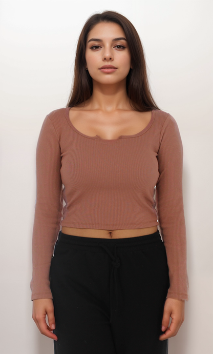 Notch-Neck V Crop Top