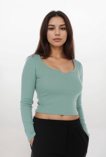 Notch-Neck V Crop Top