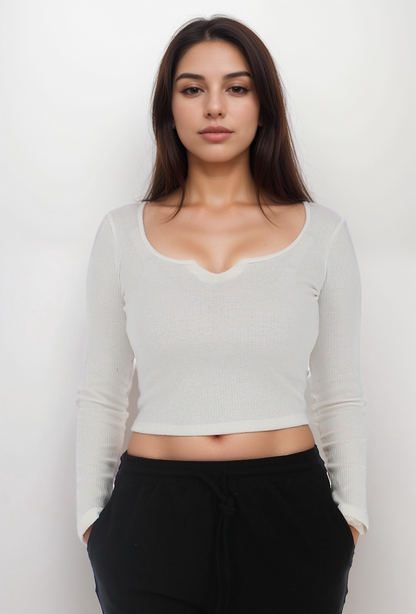 Notch-Neck V Crop Top