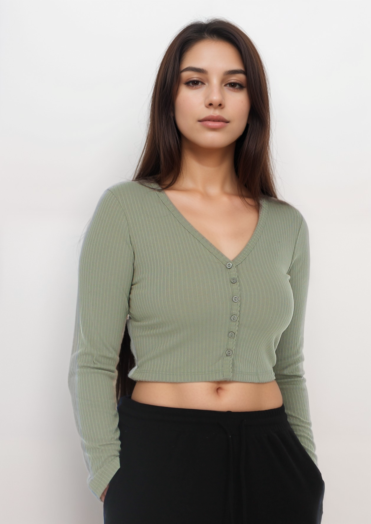 Button Down Cropped Cardigan Top