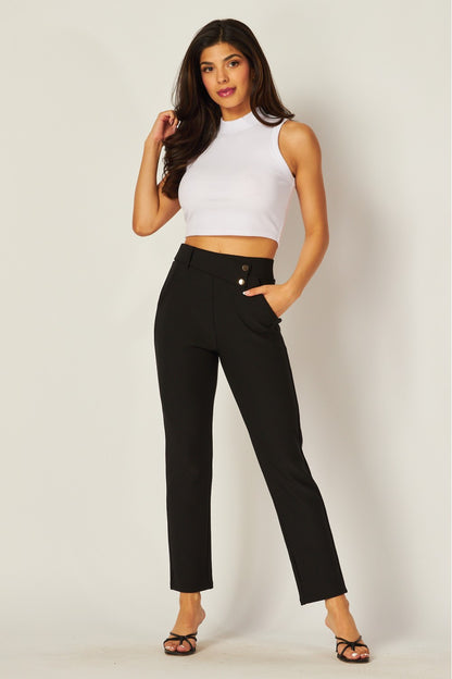 High Rise Slim Leg Pants