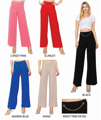 Chain Trim Wide Leg Pants
