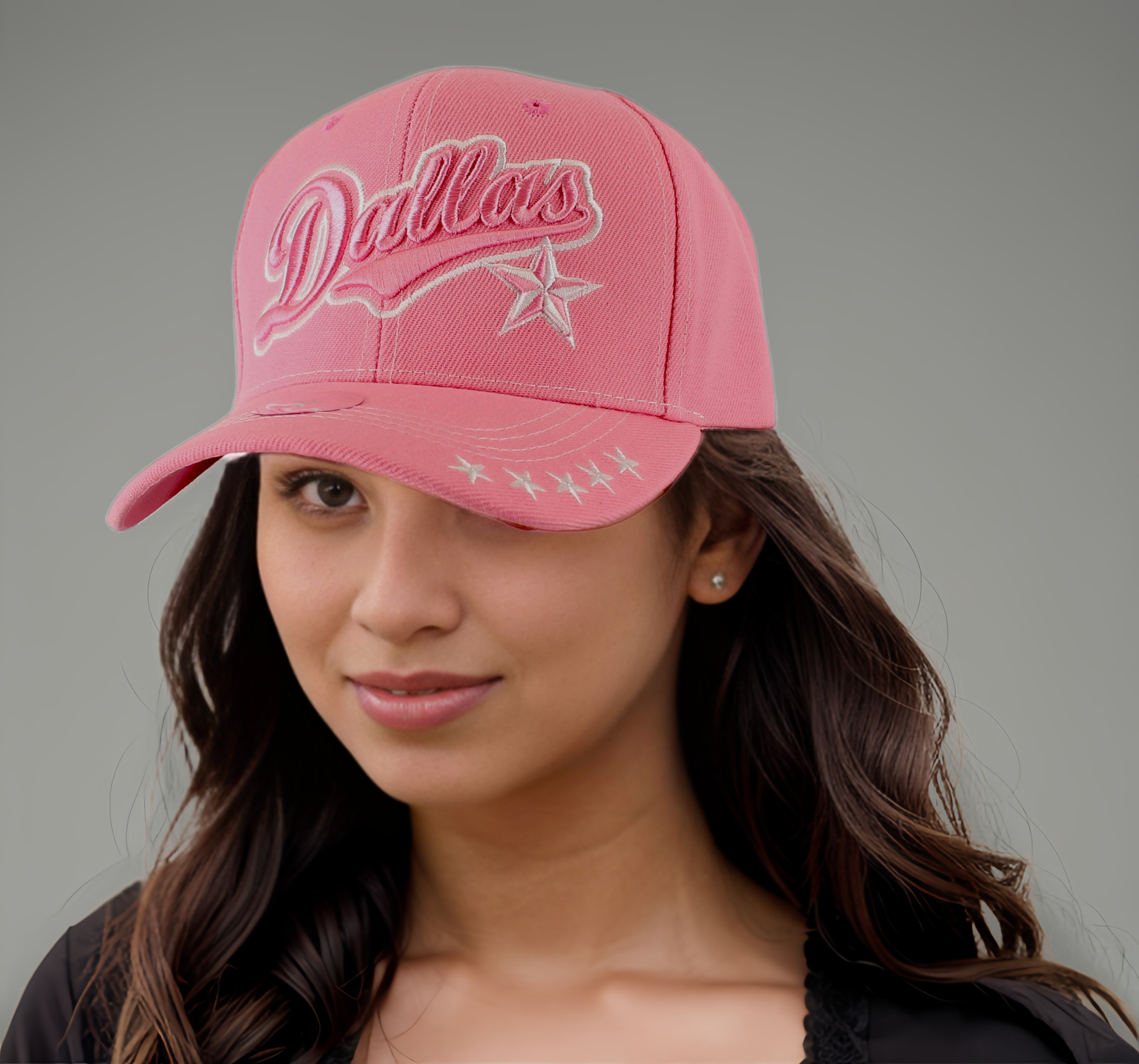 Dallas Cursive and Star Snap Cap | Navy| Grey | Pink