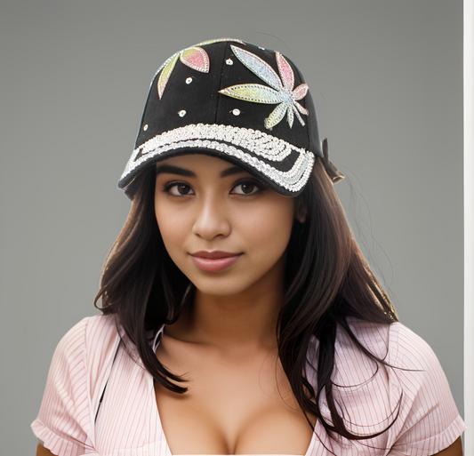 Leaf Rhinestone Snap Cap