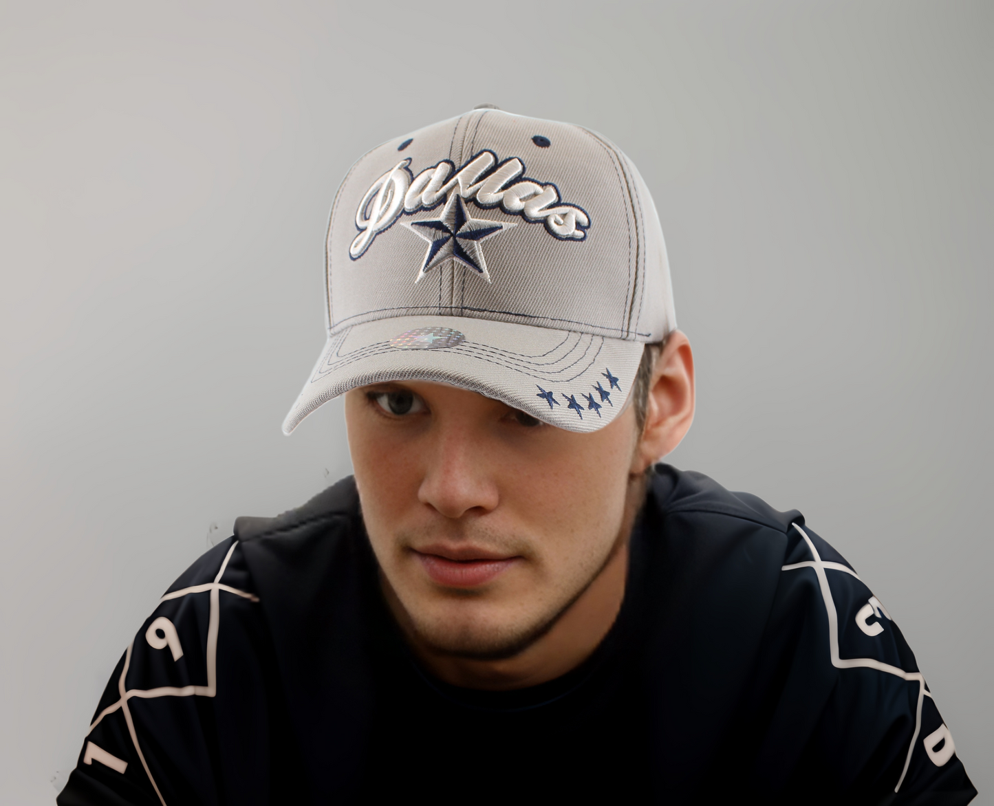 Dallas Cursive and Star Snap Cap | Navy| Grey | Pink