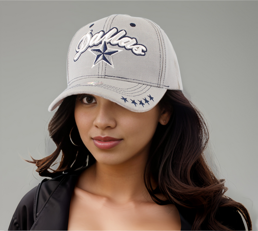 Dallas Cursive and Star Snap Cap | Navy| Grey | Pink