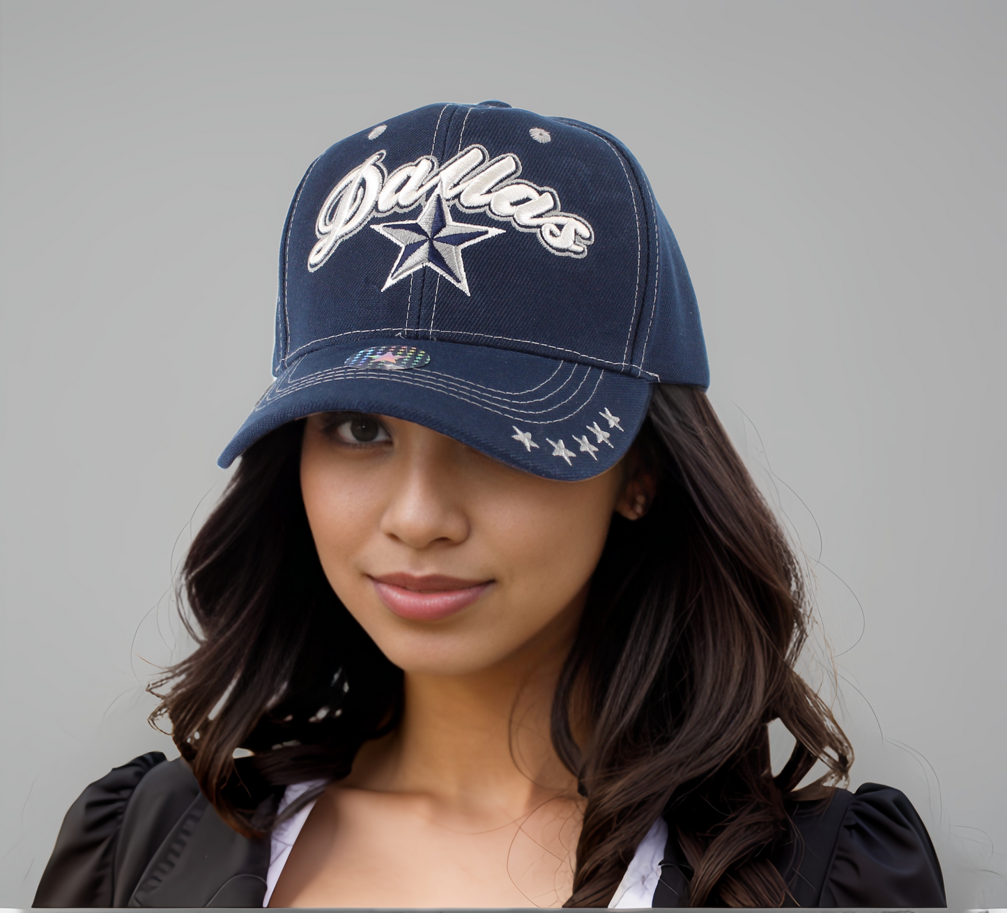 Dallas Cursive and Star Snap Cap | Navy| Grey | Pink